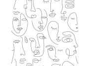 Černobílá grafická vliesová tapeta Tváře, obličeje 139145, Black & White, Esta