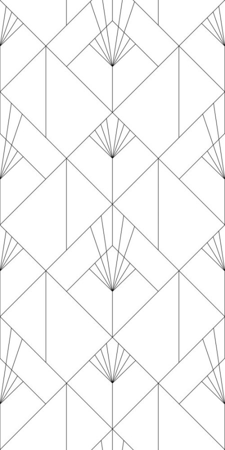 Vliesová obrazová tapeta, černobílý geometrický vzor Art Deco 158934, 150x300cm, Black & White, Esta