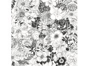 Černobílá vliesová tapeta na zeď květiny 138503, Black & White, Esta