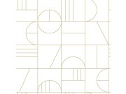 Bílo-zlatá geometrická vliesová tapeta 139141, Art Deco, Esta