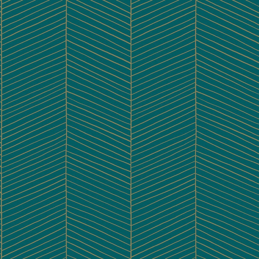 Tyrkysová vliesová tapeta s pruhy, proužky 139200, Art Deco, Esta - Vliesové tapety