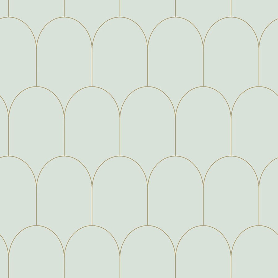 Mentolová vliesová tapeta, geometrický obloukový vzor 139202, Art Deco, Esta - Vliesové tapety