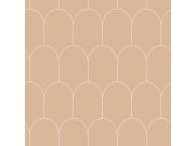 Béžová vliesová tapeta, geometrický obloukový vzor 139203, Art Deco, Esta