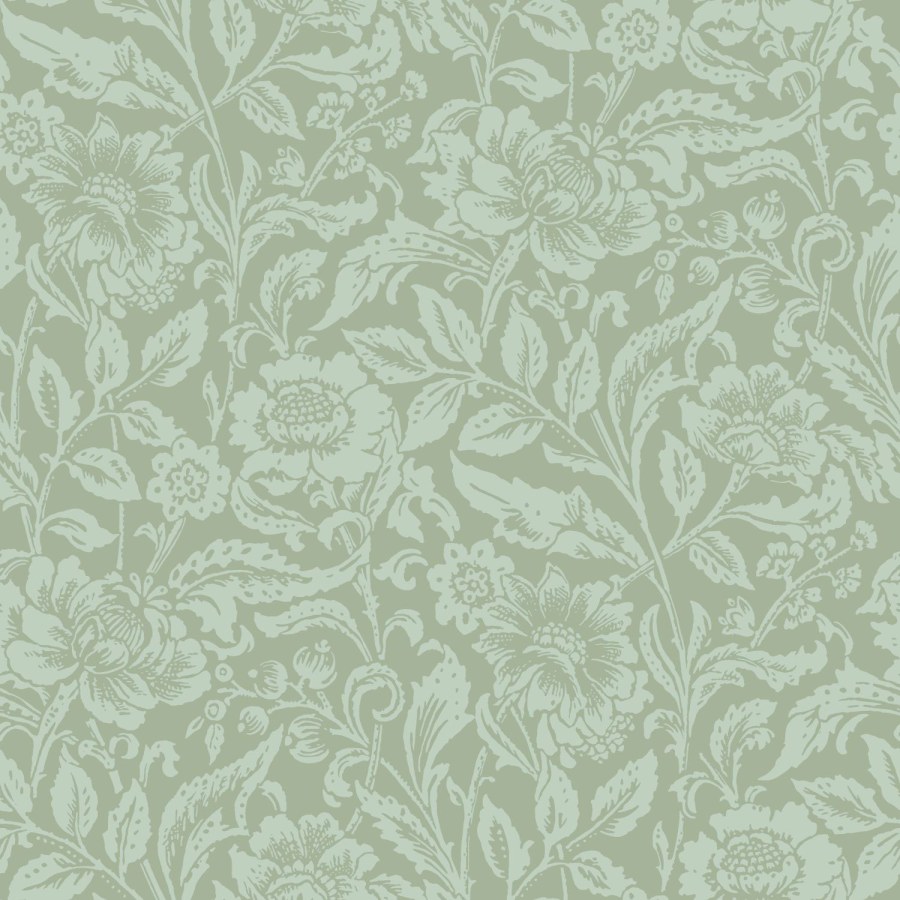 Zelená vliesová květinová tapeta na zeď, 139428, Vintage Flowers, Esta Home