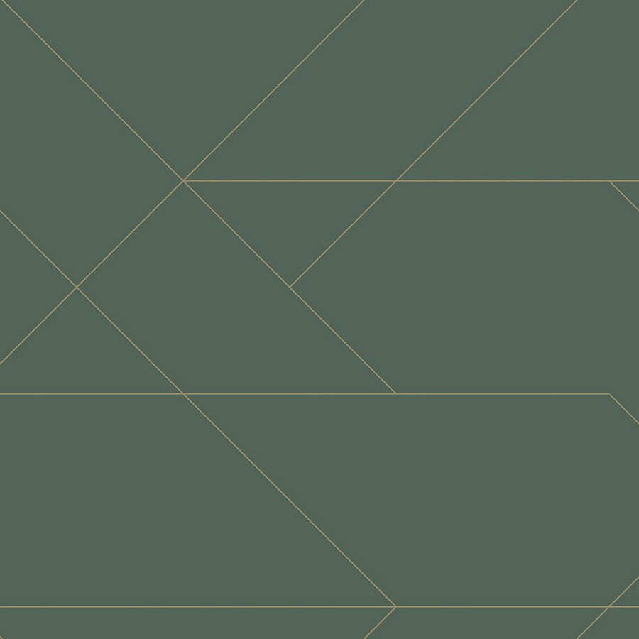 Zelená vliesová tapeta se zlatými liniemi 139212, Art Deco, Esta