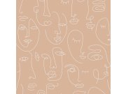 Béžová grafická vliesová tapeta Tváře, obličeje 139214, Art Deco, Esta