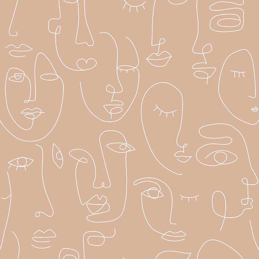 Béžová grafická vliesová tapeta Tváře, obličeje 139214, Art Deco, Esta - Vliesové tapety