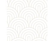 Bílá vliesová tapeta, geometrický zlatý obloukový vzor 139215, Art Deco, Esta