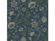 Modrá vliesová květinová tapeta na zeď, 139416, Vintage Flowers, Esta Home