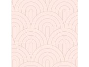 Růžová vliesová tapeta, geometrický obloukový vzor 139217, Art Deco, Esta