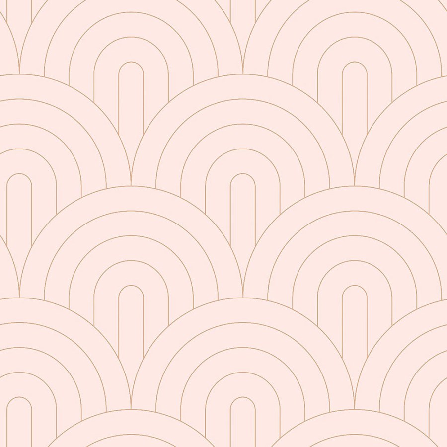 Růžová vliesová tapeta, geometrický obloukový vzor 139217, Art Deco, Esta - Vliesové tapety