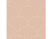 Béžová vliesová tapeta, geometrický obloukový vzor 139218, Art Deco, Esta