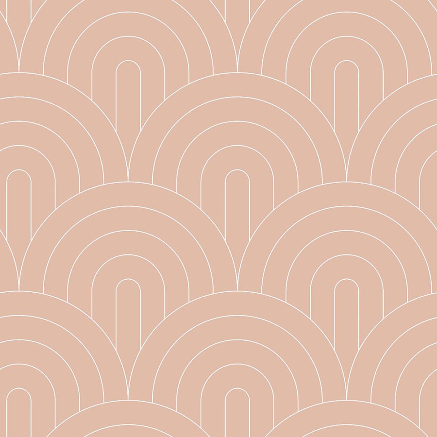 Béžová vliesová tapeta, geometrický obloukový vzor 139218, Art Deco, Esta - Vliesové tapety