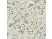 Béžová vliesová květinová tapeta na zeď, 139412, Vintage Flowers, Esta Home