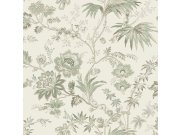 Zelená vliesová tapeta na zeď, květiny, 139400, Vintage Flowers, Esta Home