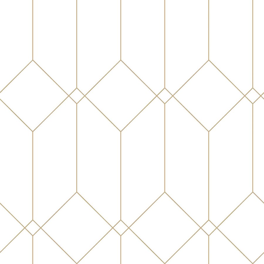 Bílá geometrická vliesová tapeta na zeď, zlaté linie 139223, Art Deco, Esta - Vliesové tapety