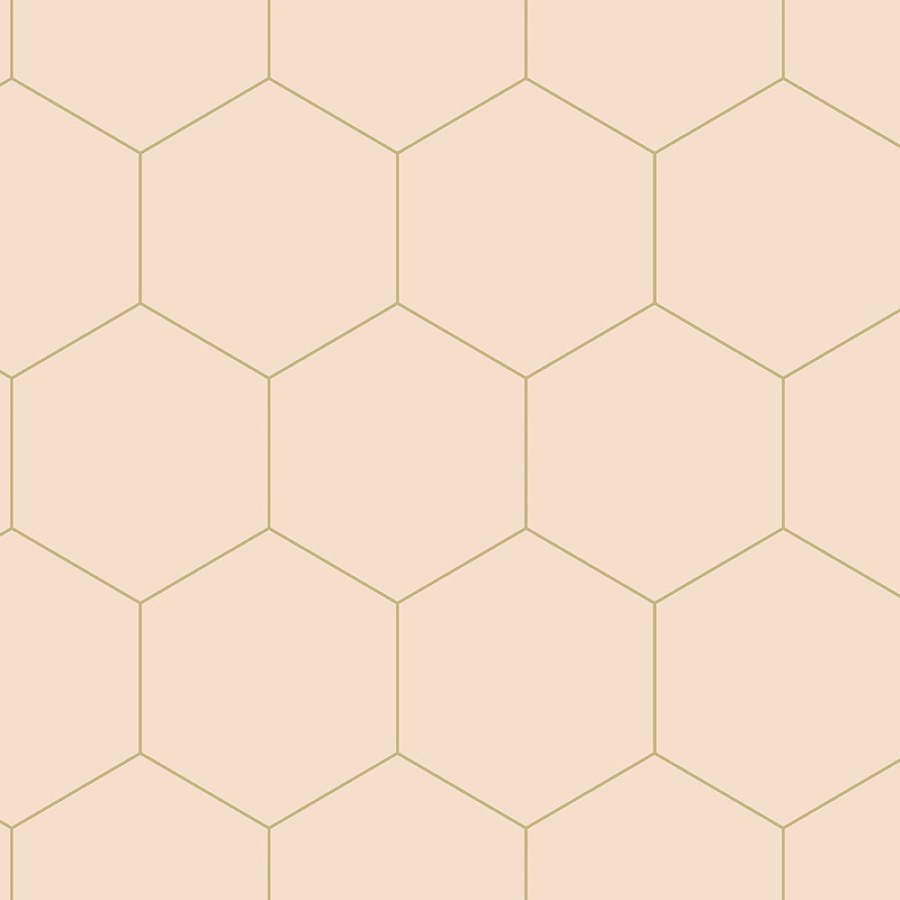 Béžová vliesová tapeta, geometrický vzor hexagony 139226, Art Deco, Esta - Vliesové tapety