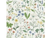 Bílá vliesová tapeta na zeď, luční květiny, 139390, Vintage Flowers, Esta Home