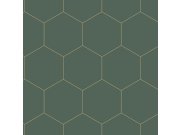 Tmavě zelená vliesová tapeta, vzor hexagony 139228, Art Deco, Esta