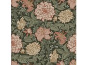 Černá vliesová květinová tapeta na zeď, 139381, Vintage Flowers, Esta Home