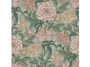 Zelená vliesová tapeta s květinami, 139378, Vintage Flowers, Esta Home