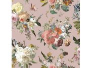 Růžová vliesová květinová tapeta na zeď, 139367, Vintage Flowers, Esta Home