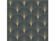 Tapety Yara Tapety dle materiálu Vliesové tapety - Tmavě modrá geometrická vliesová tapeta 139231, Art Deco, Esta Tmavě modrá geometrická vliesová tapeta 139231, Art Deco, Esta