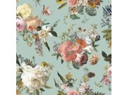 Zelená vliesová květinová tapeta na zeď, 139366, Vintage Flowers, Esta Home