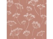 Hnědá vliesová květinová tapeta na zeď, trávy, 139320, Vintage Flowers, Esta Home