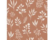 Hnědá vliesová tapeta s listy, větvičky, 139319, Vintage Flowers, Esta Home
