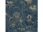 Modro-zelená vliesová květinová tapeta na zeď, 139315, Vintage Flowers, Esta Home