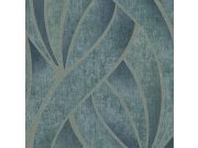 Tyrkysová geometrická vliesová tapeta, látková textura 45244, Feeling, Emiliana