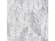 Černobílá vliesová tapeta s listy 139011, Black & White, Esta Tapety Yara - Esta Home