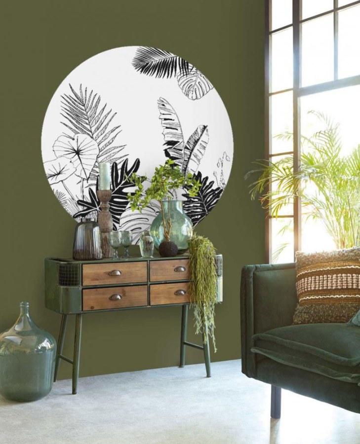 Samolepící kruhová tapeta s listy 309141, 100cm, Wallpower Favorites, Eijffinger - Tapety na zeď