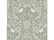 Zelená vliesová tapeta s rostlinami a ptáčky, 139293, Vintage Flowers, Esta Home