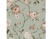 Zelená vliesová květinová tapeta na zeď, 139291, Vintage Flowers, Esta Home