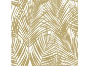 Vliesová tapeta na zeď, palmové listy, bílo-zlatá, 139301, Bloom, Esta Home