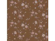 Hnědá vliesová květinová tapeta na zeď, 139286, Vintage Flowers, Esta Home