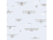 Tapety Yara Tapety dle materiálu Vliesové tapety - Dětská modrá vliesová tapeta s letadly, 135-2, Sambori, ICH Wallcoverings Dětská modrá vliesová tapeta s letadly, 135-2, Sambori, ICH Wallcoverings