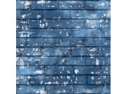 Modrá vliesová tapeta cihly, cihlová zeď, 16662, Friends & Coffee, Cristiana Masi by Parato 