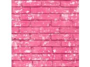 Růžová vliesová tapeta cihly, cihlová zeď, 16661, Friends & Coffee, Cristiana Masi by Parato 