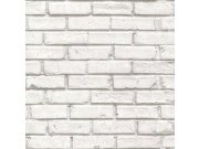 Šedo-bílá vliesová tapeta cihla, cihlová zeď, 5686, Friends & Coffee, Cristiana Masi by Parato 