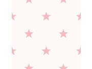 Bílá vliesová tapeta na zeď, růžové hvězdy, 16649, Friends & Coffee, Cristiana Masi by Parato 