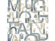 Modro-béžová vliesová tapeta s písmeny, 16632, Friends & Coffee, Cristiana Masi by Parato 