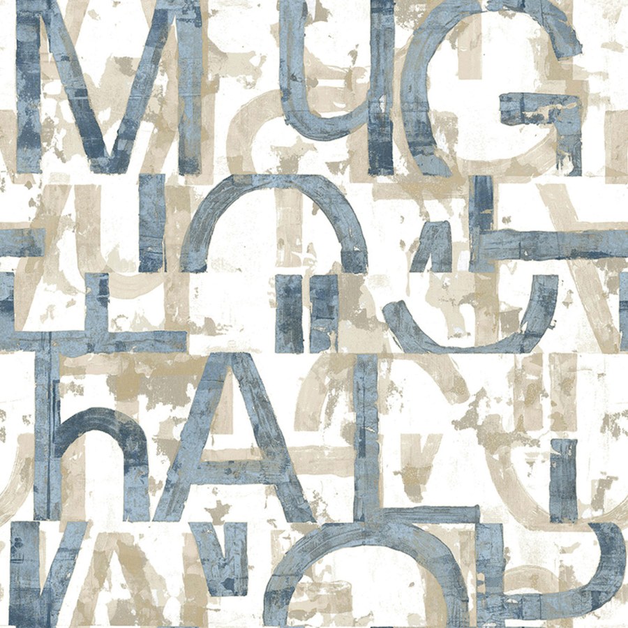 Modro-béžová vliesová tapeta s písmeny, 16632, Friends & Coffee, Cristiana Masi by Parato Modro-béžová vliesová tapeta s písmeny, 16632, Friends & Coffee, Cristiana Masi by Parato