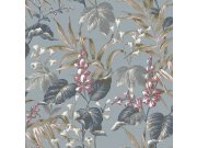 Tapety Yara Tapety dle materiálu Vliesové tapety - Modrá vliesová tapeta s květinami a listy, 28856, Thema, Cristiana Masi by Parato Modrá vliesová tapeta s květinami a listy, 28856, Thema, Cristiana Masi by Parato