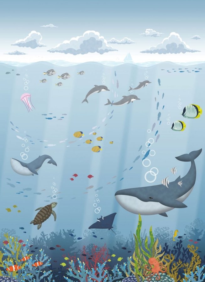 Dětská vliesová obrazová tapeta podmořský svět, 151-1, 200 x 275 cm, Sambori, ICH Wallcoverings