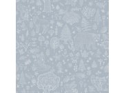 Modrá dětská vliesová tapeta na zeď, zvířátka, rostliny, 14806, Happy, Parato