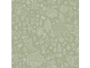 Zelená dětská vliesová tapeta na zeď, zvířátka, rostliny, 14805, Happy, Parato Tapety Yara - Parato by Cristiana Masi