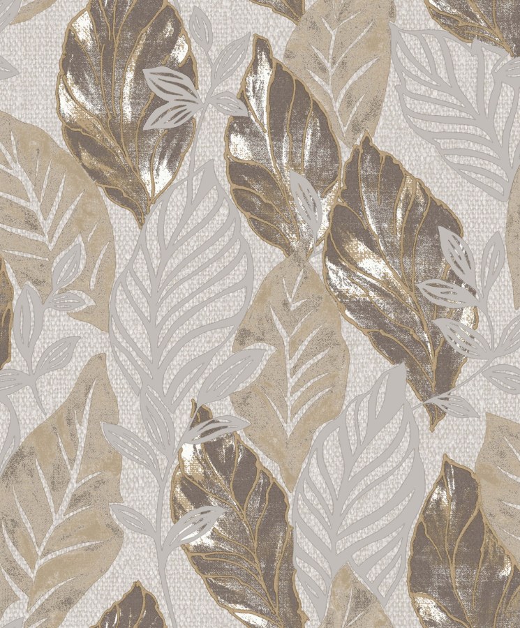 Hnědo-šedá vliesová tapeta s listy, 21101, Cvlto, Cristiana Masi by Parato Hnědo-šedá vliesová tapeta s listy, 21101, Cvlto, Cristiana Masi by Parato